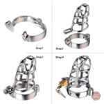 Accessoire BDSM en métal, cage de chasteté élégante