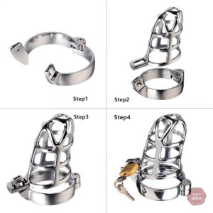 Accessoire BDSM en métal, cage de chasteté élégante