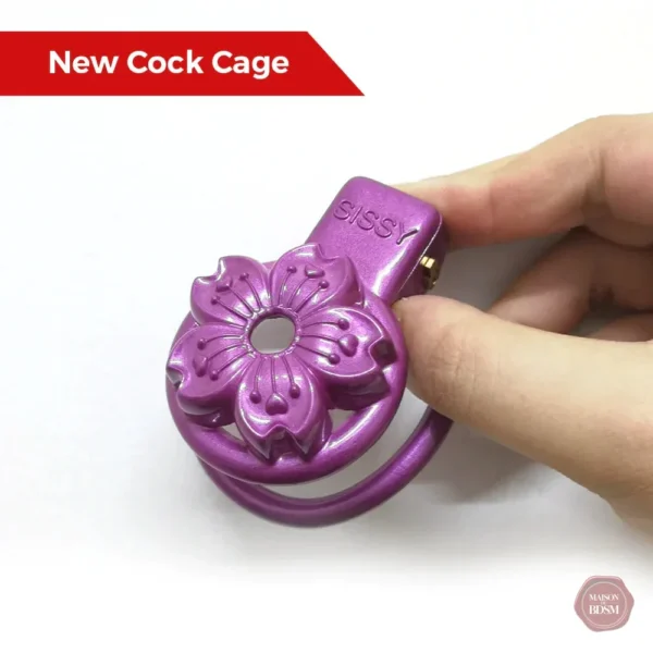 Cage de chasteté design pétale violet