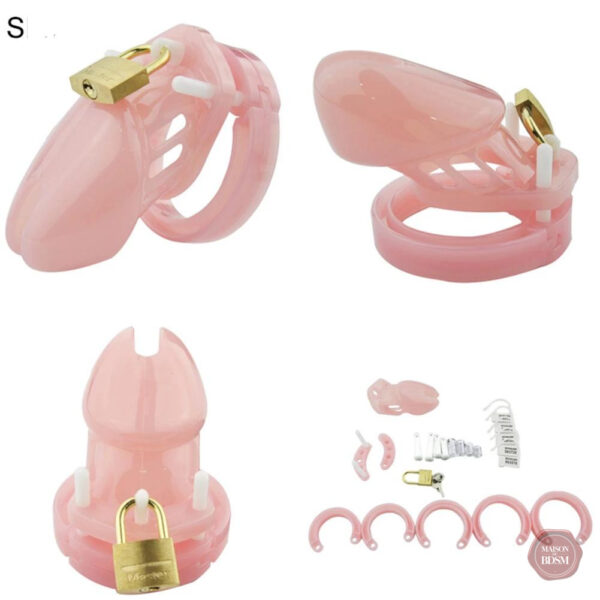 Accessoire de chasteté en plastique, couleur rose vive