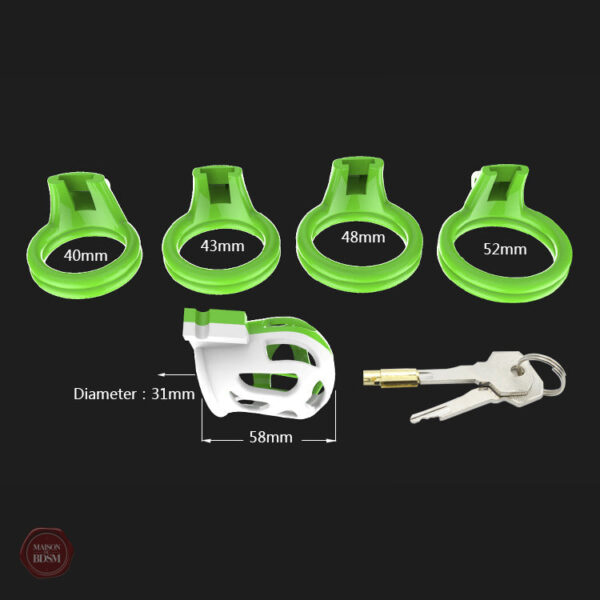 Cage de chasteté en plastique, modèle Green Thunder