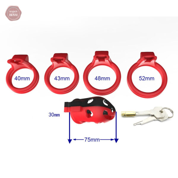 Accessoire de chasteté en plastique, couleur rouge vif