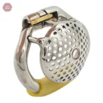Cage de chasteté plate en inox nid d'abeille