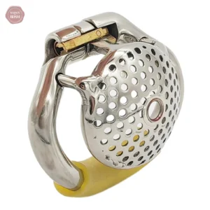 Cage de chasteté plate en inox nid d'abeille