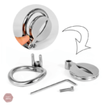Accessoire de chasteté en métal, design plat et discret