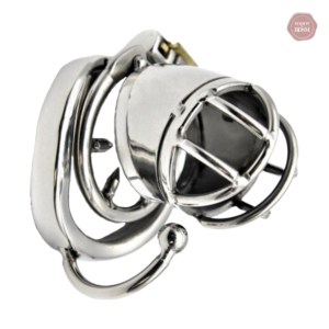 Cage de chasteté en métal avec pointes et écarteur de testicules