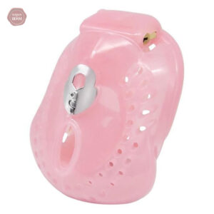 Cage de chasteté en résine avec bouclier rose