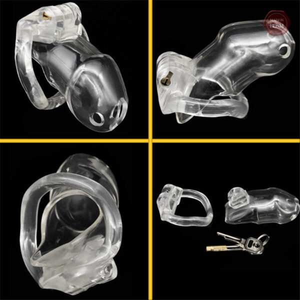 Cage de chasteté transparente en résine pour confort