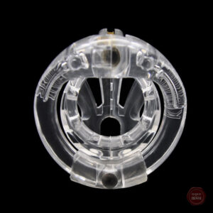 Accessoire BDSM : cage de chasteté transparente, taille L