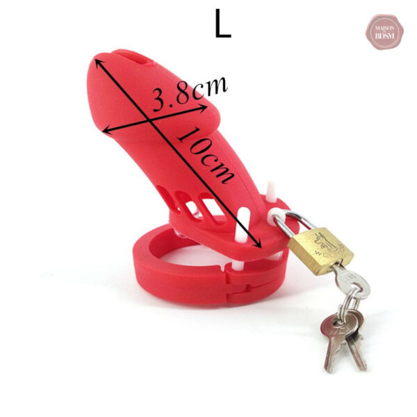 Accessoire de chasteté en silicone, couleur rouge vif