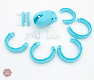 Accessoire de chasteté en silicone, teinte bleue, confort optimal