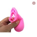 Cage de chasteté rose, design en silicone