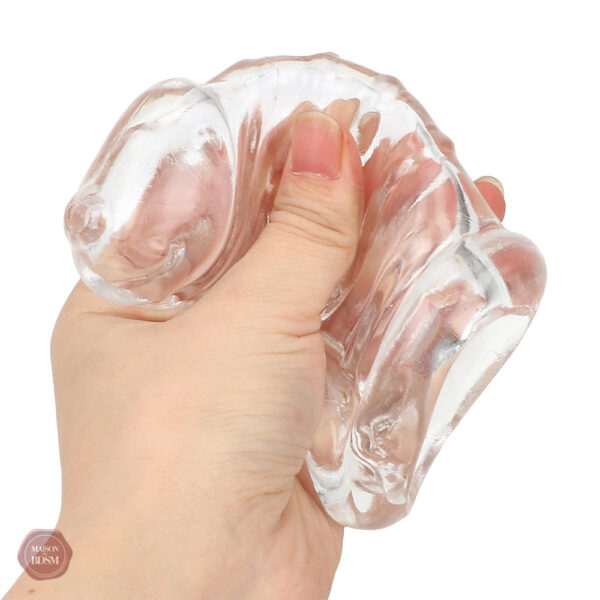 Cage de chasteté, design en silicone, teinte rouge
