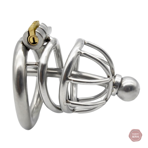 cage-de-chastete-sonde-uretre-metal-s-1 Cage de chasteté métal Versailles S avec sonde urétrale