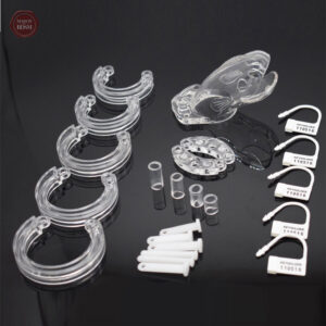 Cage de chasteté plastique, design transparent