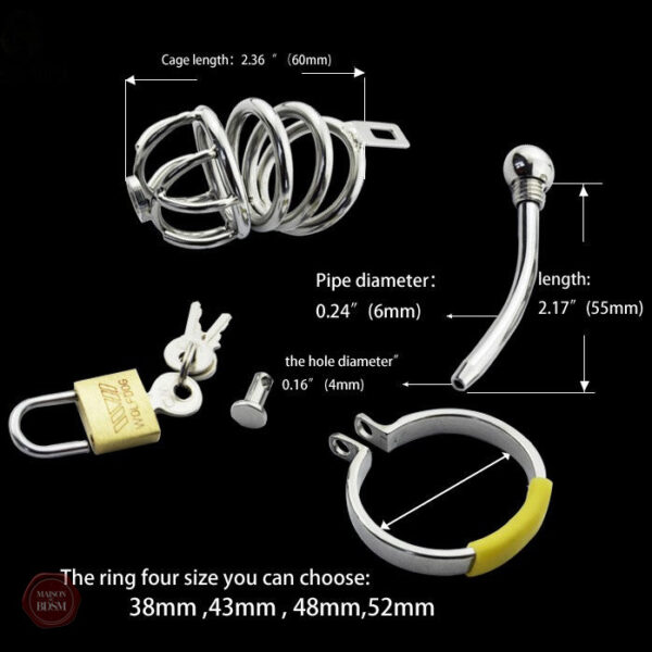 Cage de chasteté urètre en métal, design élégant