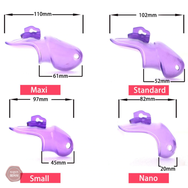 Cage de chasteté résine, modèle V3, couleur violet