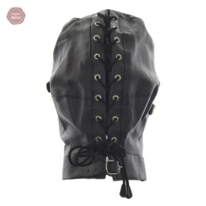 Cagoule en cuir synthétique pour pratiques BDSM intenses