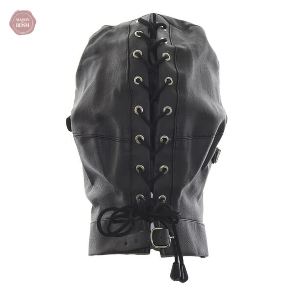 Cagoule en cuir synthétique pour pratiques BDSM intenses