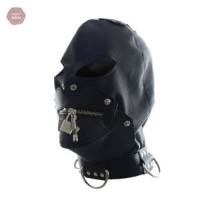 Accessoire de bondage, cagoule zippée pour expériences BDSM