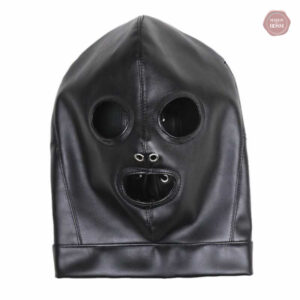 Cagoule noire, accessoire pour expériences sensuelles BDSM