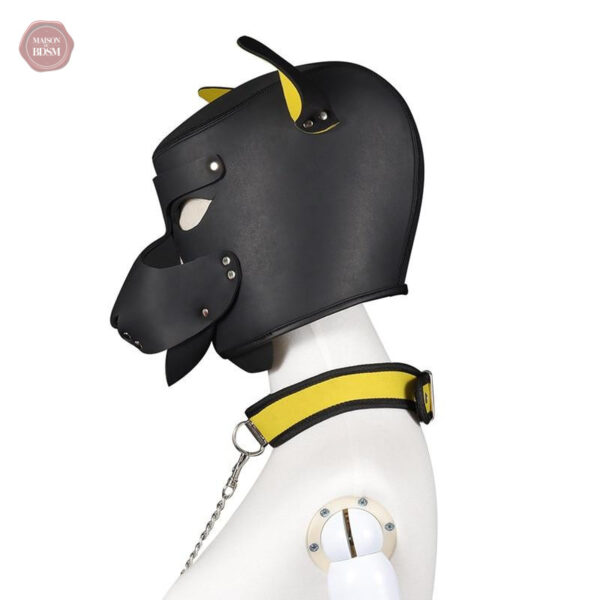 Cagoule en cuir pour chien, style BDSM