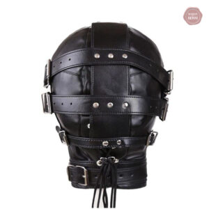 Cagoule noire avec design inspiré du démon pour BDSM