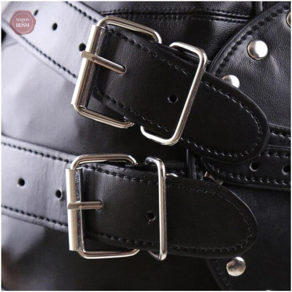 Cagoule unisexe en simili cuir pour pratiques BDSM variées