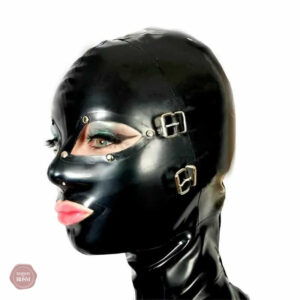 Cagoule en latex, design provocateur pour jeux intenses