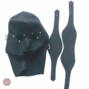 Accessoire BDSM, cagoule sexy en latex, expérience immersive