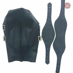 Cagoule bondage en latex, idéale pour l'exploration de fantasmes