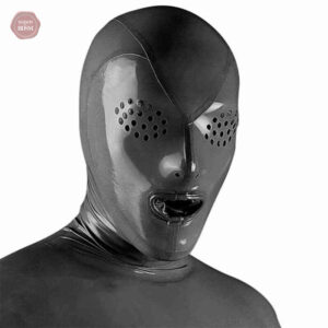 Cagoule latex pour jeux de breathplay BDSM