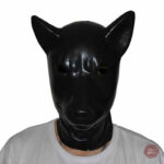 Cagoule en latex pour jeux BDSM, style loup
