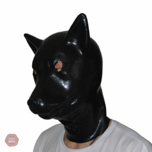 Cagoule latex noire, idéale pour le plaisir BDSM