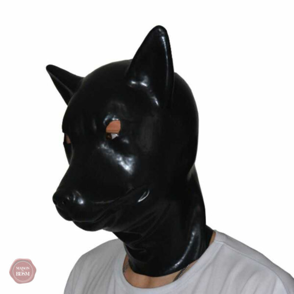 Cagoule latex noire, idéale pour le plaisir BDSM