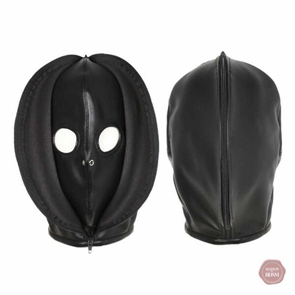 Cagoule de soumission en cuir pour jeux érotiques