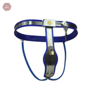Ceinture de chasteté Y en acier inoxydable pour femme bleue