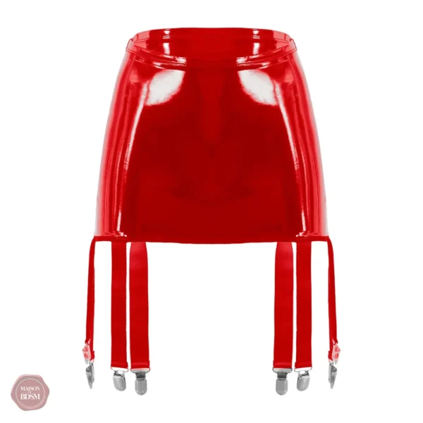 Cuir verni noir, ceinture à jarretelles pour femme