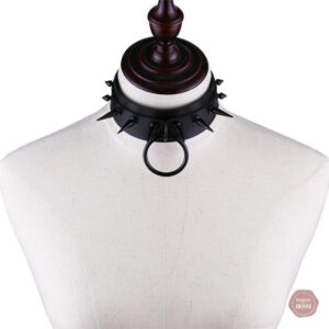 Collier gothique BDSM en cuir noir