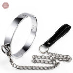 Collier BDSM métal avec laisse intégrée