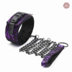 Collier violet BDSM avec laisse intégrée