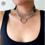 Collier chaîne cœur en métal pour un style audacieux