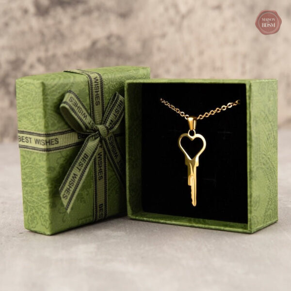 Stylish chastity necklace, key and heart design