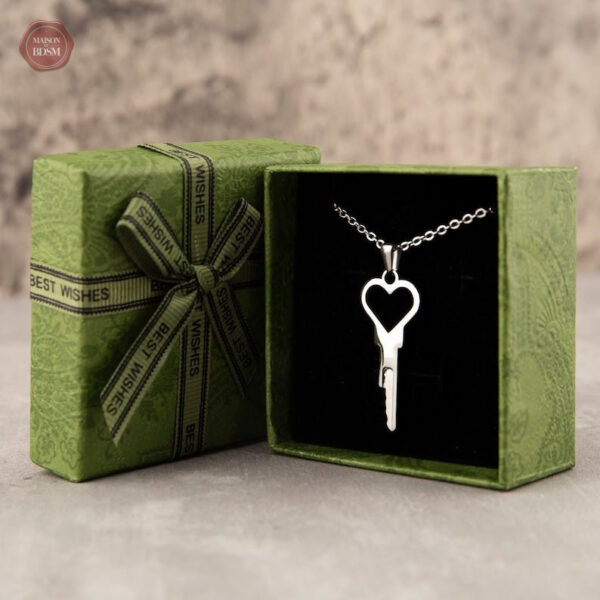 Chasteté moderne : collier clé coeur en or et acier