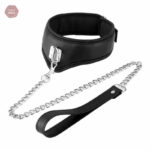 Collier de posture BDSM en cuir noir