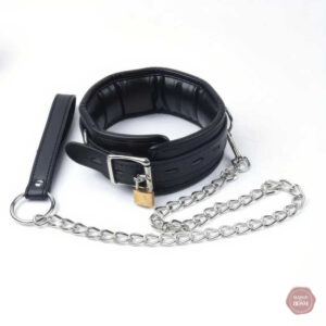 Collier en cuir avec cadenas pour jeux BDSM