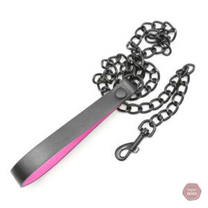 Collier en cuir noir avec accents roses