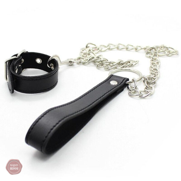 collier-testicules-ajustable-laisse-chaine-metallique-1 Collier ajustable en métal avec laisse pour accessoire CBT