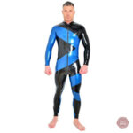 Combinaison latex bleu pour homme