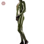 Vêtement en latex homme, style militaire vert